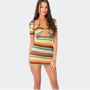 Brand new never worn edikted knit multi colored two piece dress